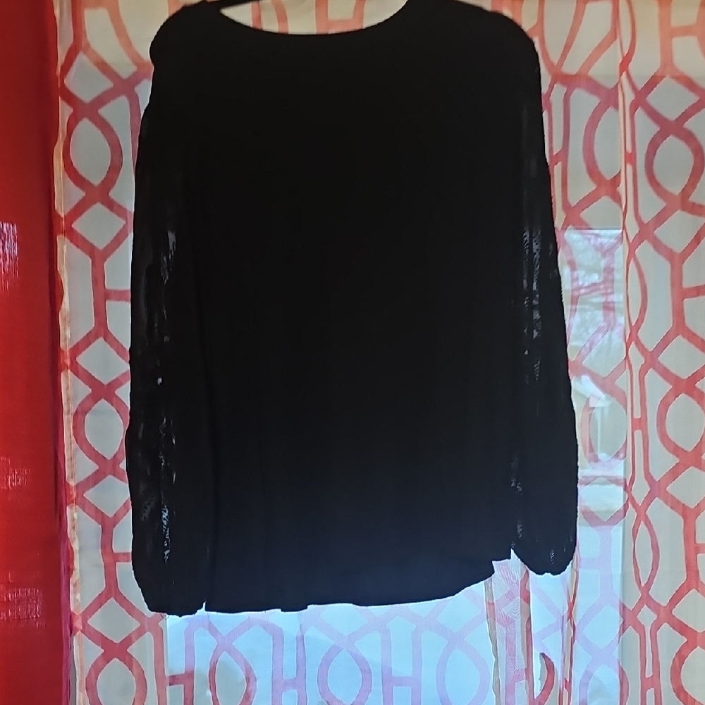 Elegant Black Women's Top With Lace Sleeves
